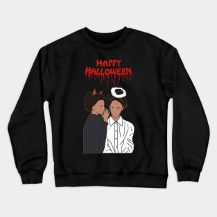 Happy Halloween Devil and Angel Whisper Crewneck Sweatshirt